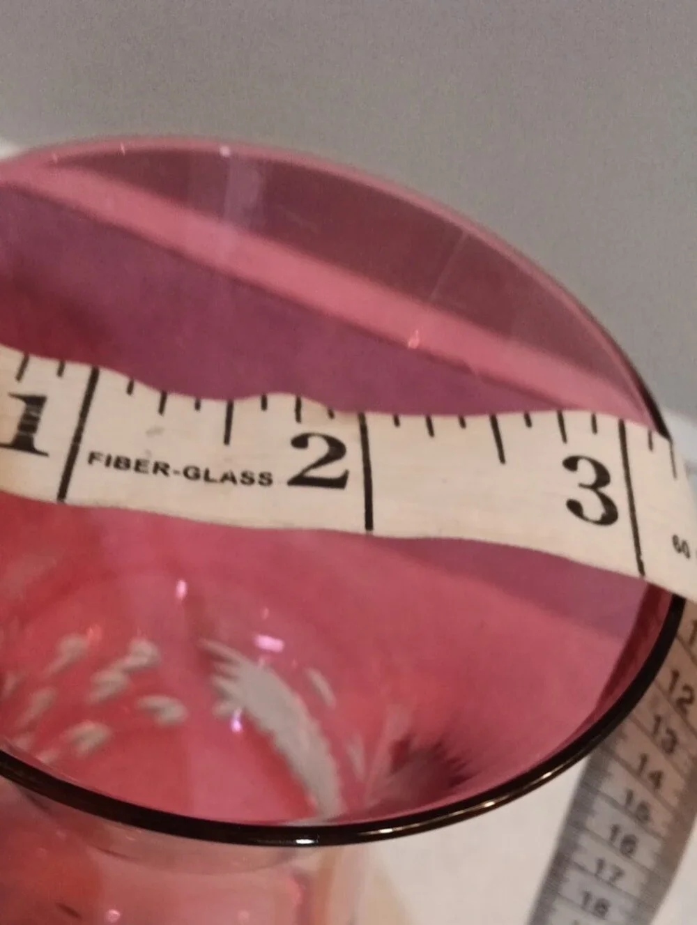 Ruby Red Etched Glass Decorative Vase with Floral Motif